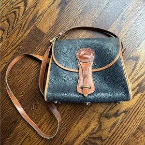 Vintage Dooney & Bourke Black and Brown Leather Medium Essex Bag